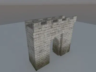Medieval castle modular walls and towers Low-poly 3D model