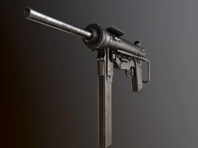 M3 WW2 US submachine gun Low-poly 3D model