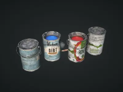 Cans Paint Low-poly 3D model