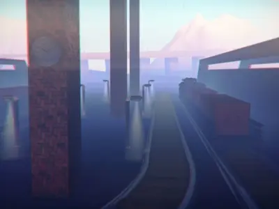train station Free low-poly 3D model
