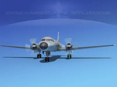 Convair CV-580 Bare Metal Cargo 3D model