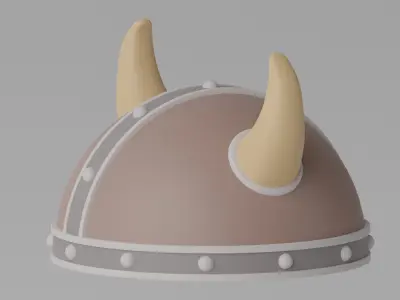 Cartoon Viking Helmet 3D model