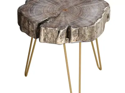 Wooden coffee side table made of Slab wood in Rustic  Art Deco  3D model