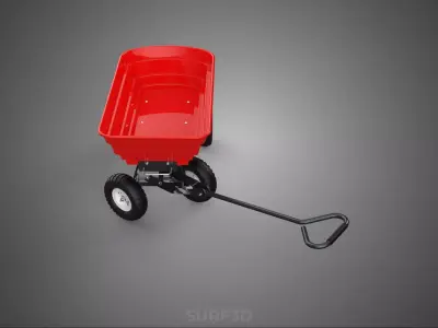 GARDEN CART TROLLEY TURNTABLE STEERING AXLE HANDLE WAGON TRAILER 3D model