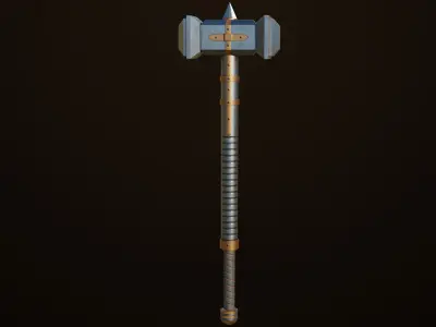 Battle Hammer 11 All PBR Unity UE Textures Included Low-poly 3D model
