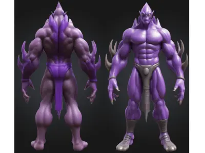 Stylized Alien Demon Warrior Low-poly 3D model