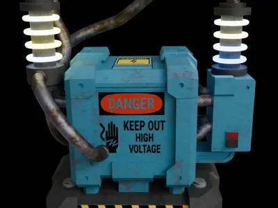 Industrial Electric Transformer Low-poly 3D model