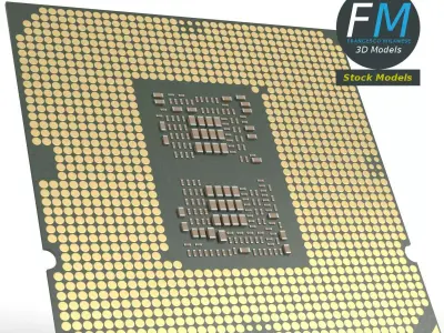 CPU microchip 3D model