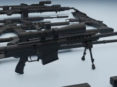 3D Gun Kitbash Game Ready Vol 02 3D model
