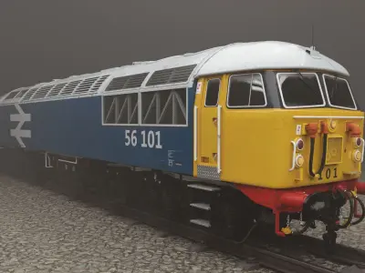 Class 56 Locomotive  Blue Yellow Livery with Large Logo 3D model