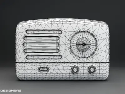 Wooden Vintage Radio Low-poly 3D model