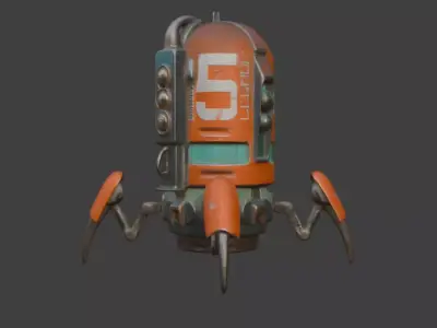 Futuristic Robotic Machine Game-Ready 3D Model with PBR Textures Low-poly 3D model