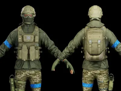 Ukraine Infantry Army Soldier Full Tactical Armor Low-poly 3D model