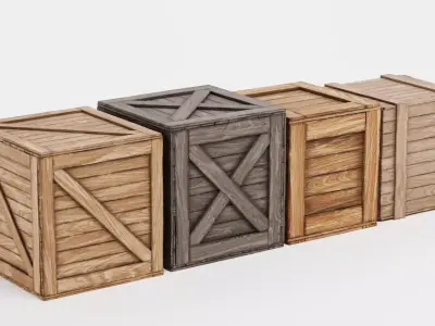 Wooden Crates Set V2 - Clean Transport and Storage Boxes 3D model