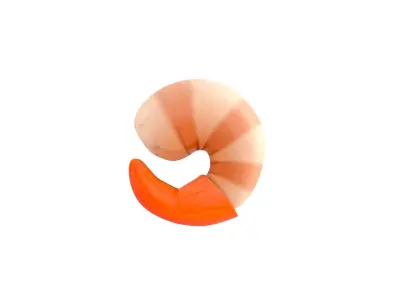 Low Poly Shrimp orange and striped toy Low-poly 3D model