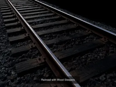 Railroad wit Concrete and Wood  Sleepers 3D Model Pack
