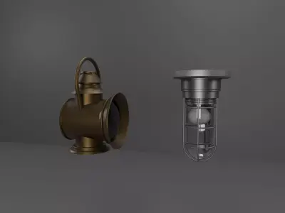 Railway lantern Low-poly 3D model