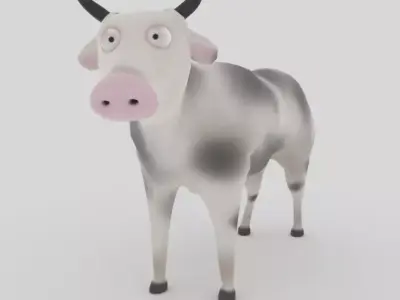 Rigged and Animated Cow Low-poly 3D model