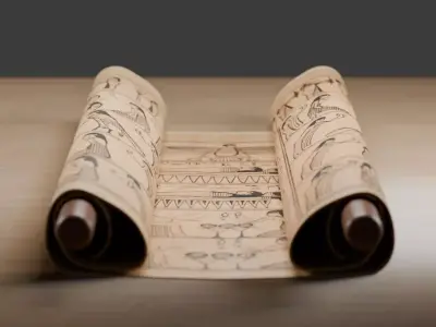 Ancient Egyptian Papyrus Scroll Low-poly 3D model