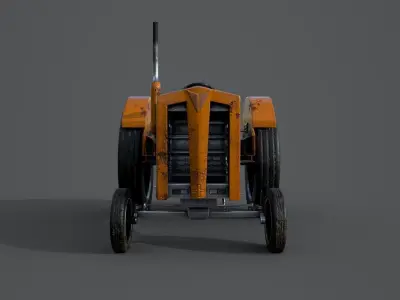 Old farm tractor Low-poly 3D model