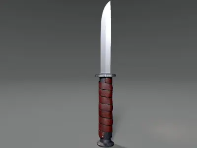 Combat Leather Wrapped Knife Low-poly 3D model