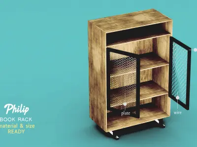 Interior working room set industrial design Low-poly 3D model