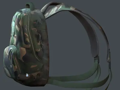 Backpack military combat Black baggage Low-poly Low-poly 3D model 2