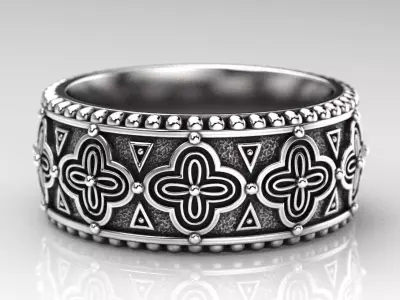 Stylish ring with antique patterns 225 3D print model