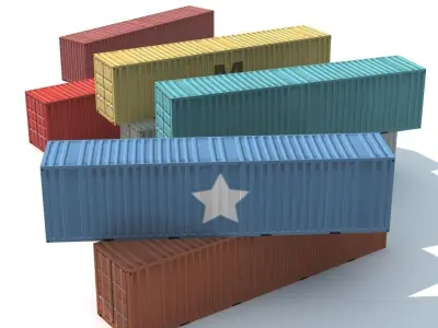 8 Low-poly Shipping Containers Low-poly 3D model