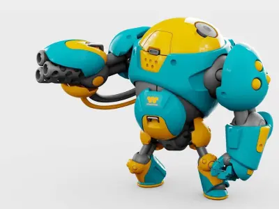 MILITARY BOT S-F500 RIGGED 3D model