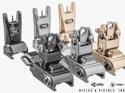 Rifles And Pistols Iron Sights pack Low-poly 3D model