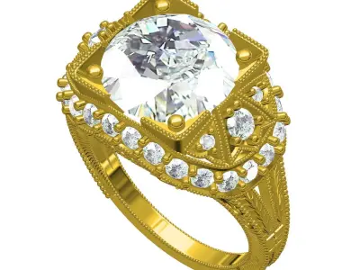 Antique Art Deco Engagement Ring 3D print model purchase