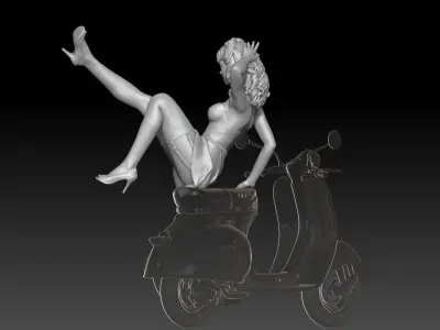 PIN UP and vespa girl 3 3D print model