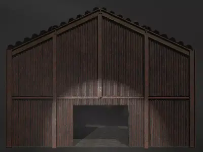 warehouse wooden barn Free low-poly 3D model