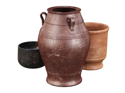 Outdoor Decorative Vases set V2  3D model