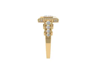 Asscher Art Deco Ring 3D print model 2