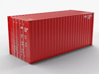 20Ft Cargo Container - Red - Clean 3D model