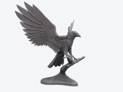 Raven Sculpture Low-poly 3D model