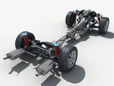  Car Chassis with Engine  3D model