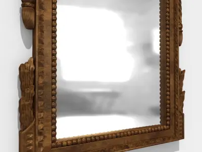 Custom made Antique Hand Carved French Wooden Mirror 3D model