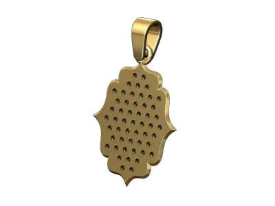 Diamond ornamental rectangular vintage pendant with bail 3D print model