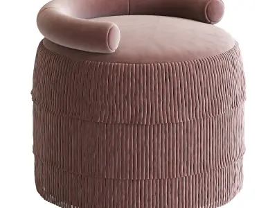 21st Century Beth Fringes Stool Cotton Velvet 3D model