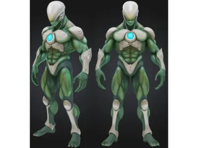 Stylized Bio Armored Alien Warrior Futuristic Sci Fi Low-poly 3D model