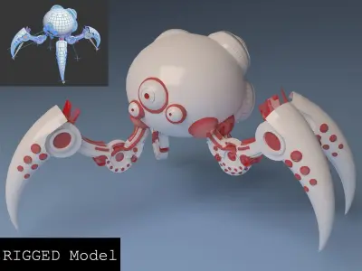 Alien scout RIGGED - arachnid robot 3D model