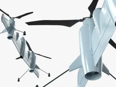  Rotor Blown Wing UAS Drone Gray Rigged for Maya 