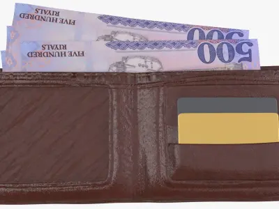 Saudi 500 Riyals Wallet Money Purse 3D model