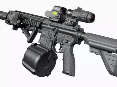 AR 15 Modular Tactical Assault Rifle HK416 Low-poly 3D model