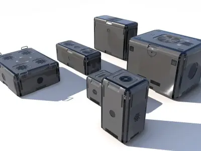 Sci Fi grey cargo crates Low-poly 3D model