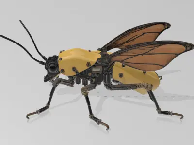 Steampunk Mechanical Bee 3D Model 3D model