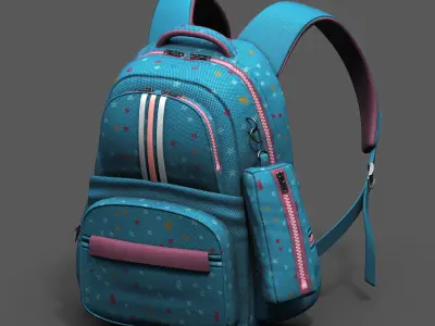 Backpack for kid baggage bag luggage human  Low-poly 3D model